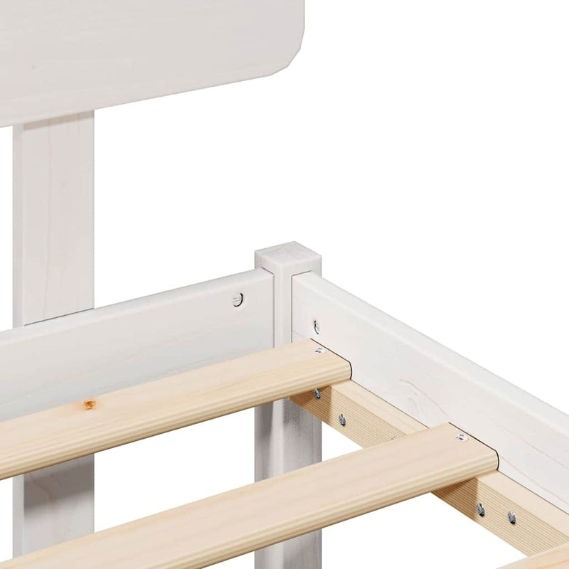 vidaXL Ágykeret fejtámlával Fehér 150 x 200 cm Tömör fenyőfa