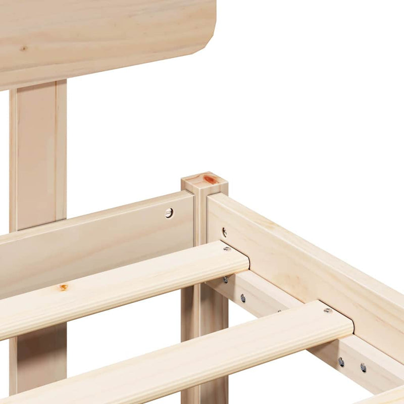 vidaXL Ágykeret fejtámlával Természetes 140 x 190 cm Tömör fenyőfa