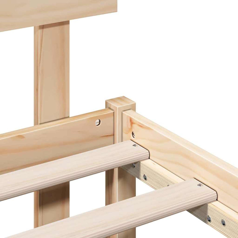 vidaXL Ágykeret fejtámlával Barna 100 x 200 cm Tömör fenyőfa