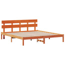 vidaXL Ágykeret fejtámlával Barna 200 x 200 cm Tömör fenyőfa