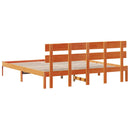 vidaXL Ágykeret fejtámlával Barna 200 x 200 cm Tömör fenyőfa