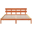 vidaXL Ágykeret fejtámlával Barna 200 x 200 cm Tömör fenyőfa