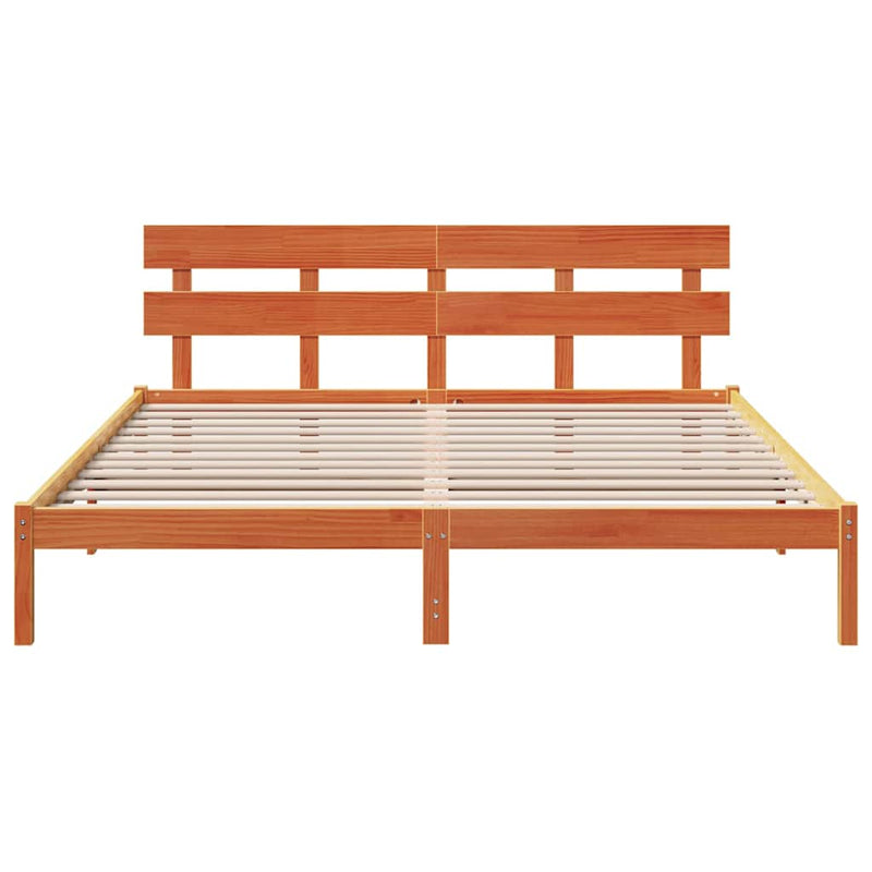 vidaXL Ágykeret fejtámlával Barna 180 x 200 cm Tömör fenyőfa