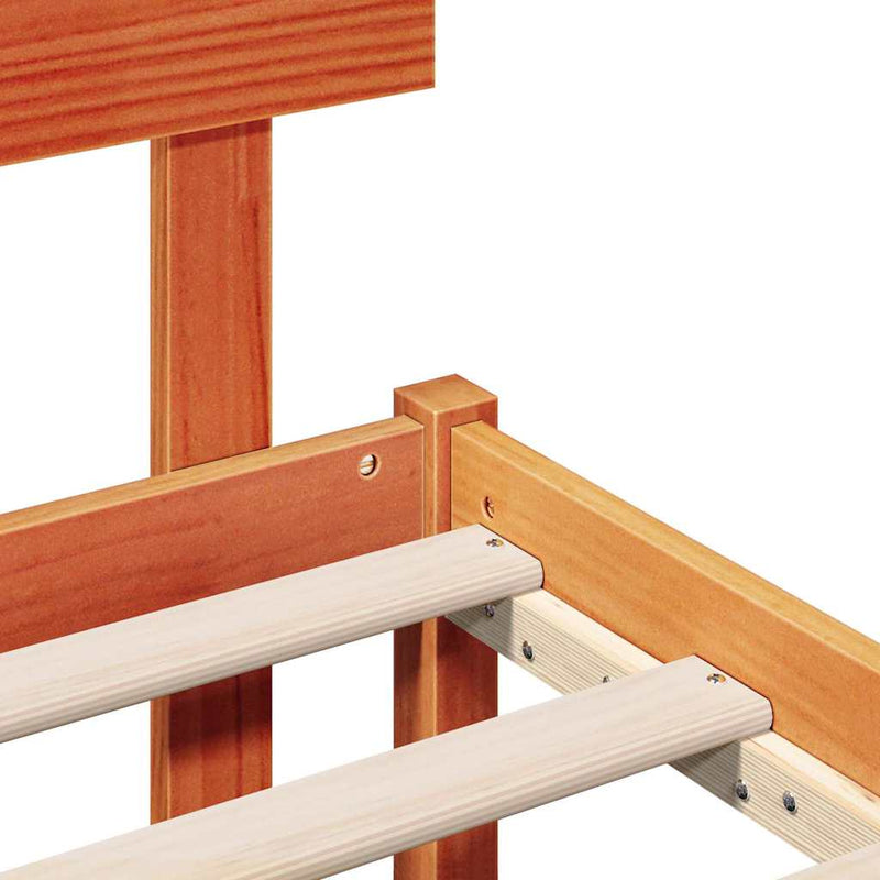 vidaXL Ágykeret fejtámlával Barna 120 x 190 cm Tömör fenyőfa