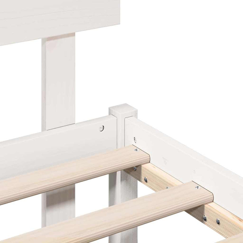 vidaXL Ágykeret fejtámlával Fehér 140 x 190 cm Tömör fenyőfa