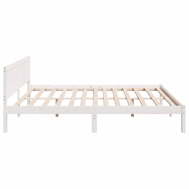 vidaXL Ágykeret Fehér 200 x 200 cm Tömör fenyőfa