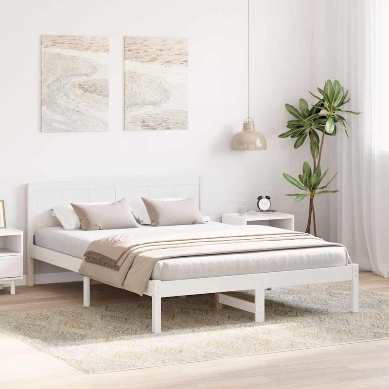 vidaXL Ágykeret Fehér 160 x 200 cm Tömör fenyőfa