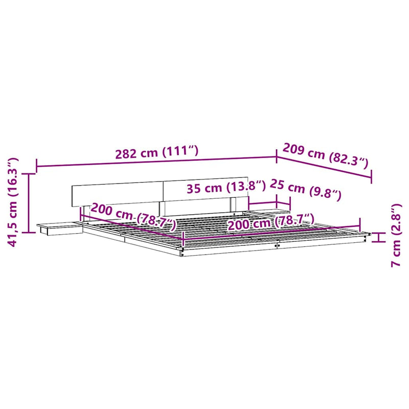 vidaXL Ágykeret Barna 200 x 200 cm faszínű