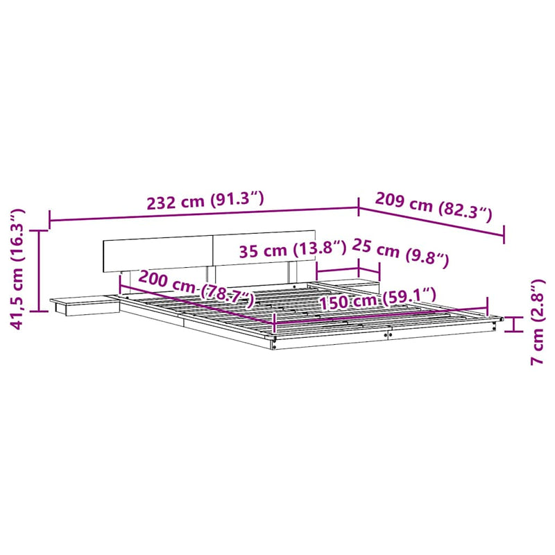 vidaXL Ágykeret Fehér 150 x 200 cm faszínű