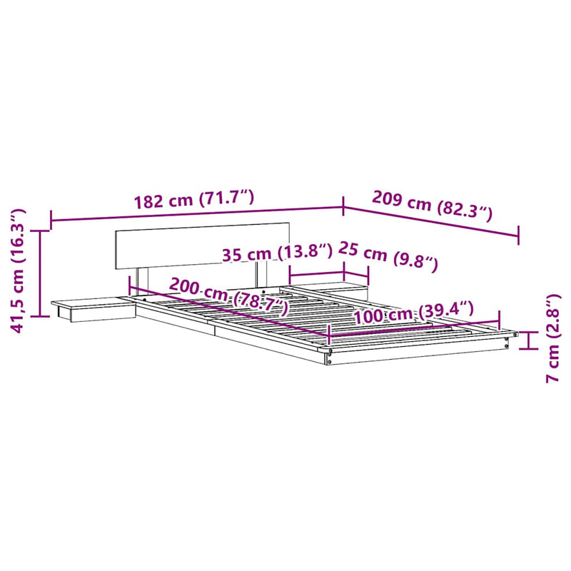 vidaXL Ágykeret fejtámlával tárolóval Fehér 100 x 200 cm faszínű
