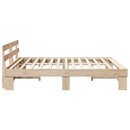 vidaXL Ágykeret fejtámlával Természetes 200 x 200 cm Tömör fenyőfa