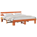 vidaXL Ágykeret fejtámlával Faggyú barna 200 x 200 cm Tömör fenyőfa
