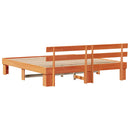 vidaXL Ágykeret fejtámlával Faggyú barna 200 x 200 cm Tömör fenyőfa