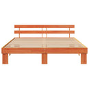 vidaXL Ágykeret fejtámlával Faggyú barna 200 x 200 cm Tömör fenyőfa