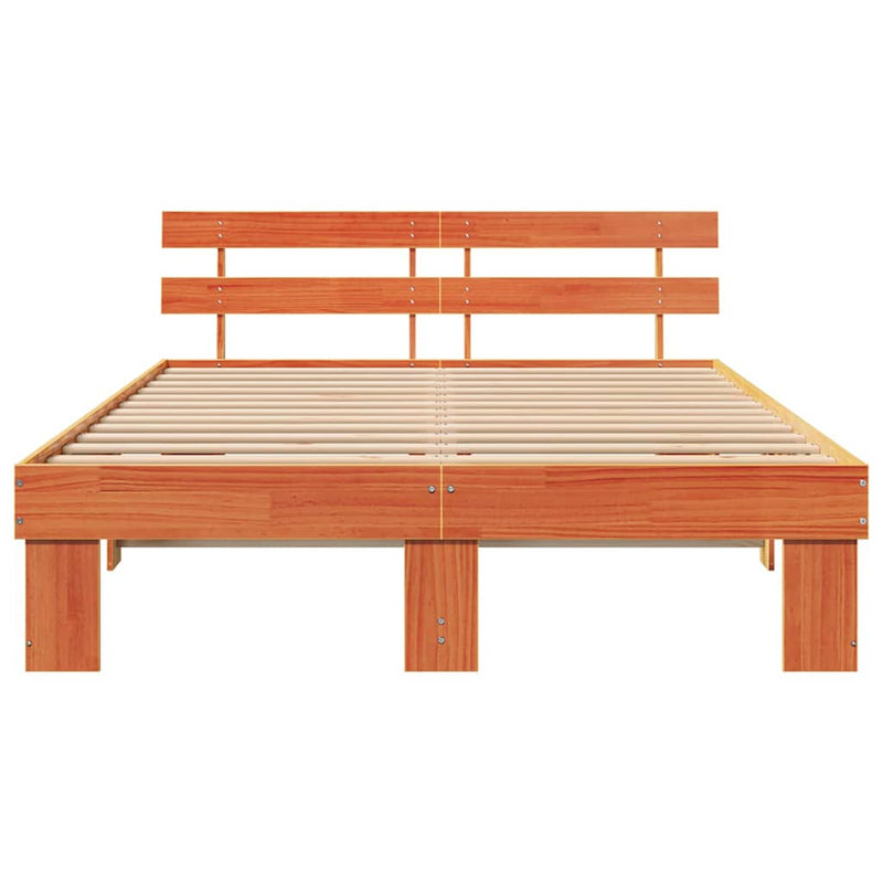 vidaXL Ágykeret fejtámlával Faggyú barna 160 x 200 cm Tömör fenyőfa