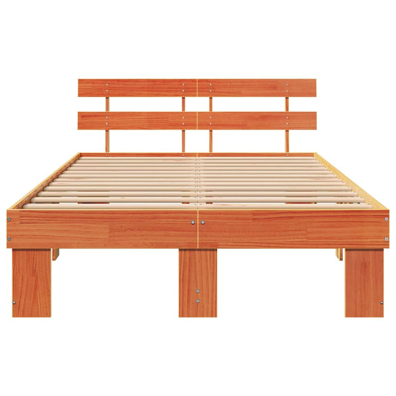 vidaXL Ágykeret fejtámlával Faggyú barna 120 x 200 cm Tömör fenyőfa