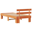 vidaXL Ágykeret fejtámlával Faggyú barna 100 x 200 cm Tömör fenyőfa