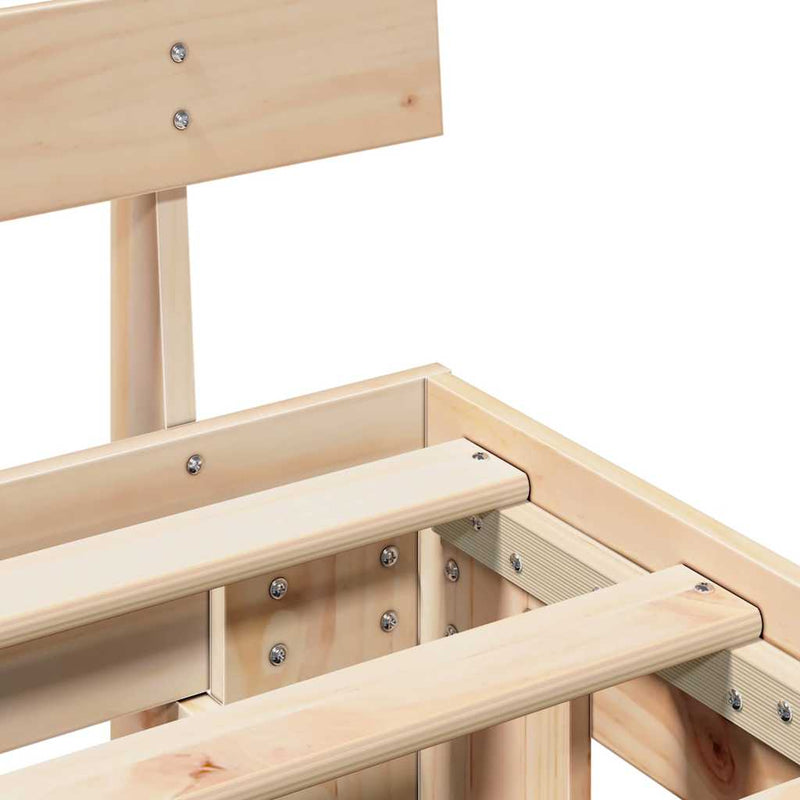 vidaXL Ágykeret fejtámlával Természetes 90 x 190 cm Tömör fenyőfa