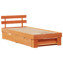 vidaXL Ágykeret fejtámlával Faggyú barna 90 x 200 cm Tömör fenyőfa