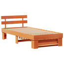 vidaXL Ágykeret fejtámlával Faggyú barna 80 x 200 cm Tömör fenyőfa