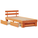 vidaXL Ágykeret fejtámlával Faggyú barna 90 x 190 cm Tömör fenyőfa