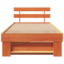 vidaXL Ágykeret fejtámlával Faggyú barna 90 x 190 cm Tömör fenyőfa