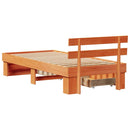 vidaXL Ágykeret fejtámlával Faggyú barna 75 x 190 cm Tömör fenyőfa