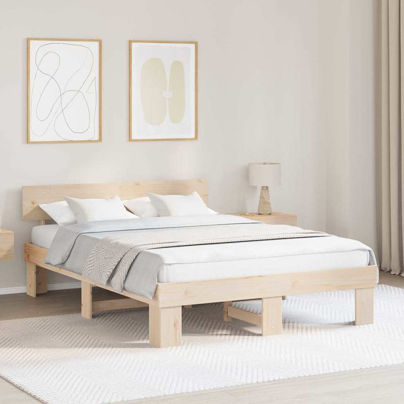 vidaXL Ágykeret fejtámlával Barna 160 x 200 cm Tömör fenyőfa
