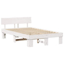 vidaXL Ágykeret fejtámlával Fehér 135 x 190 cm Tömör fenyőfa