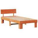 vidaXL Ágykeret fejtámlával Faggyú barna 100 x 200 cm Tömör fenyőfa