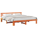 vidaXL Ágykeret fejtámlával Faggyú barna 200 x 200 cm Tömör fenyőfa