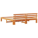 vidaXL Ágykeret fejtámlával Faggyú barna 200 x 200 cm Tömör fenyőfa