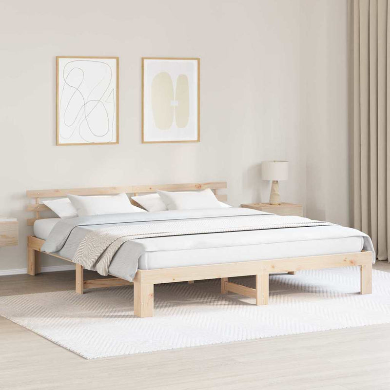 vidaXL Ágykeret fejtámlával Barna 180 x 200 cm Tömör fenyőfa