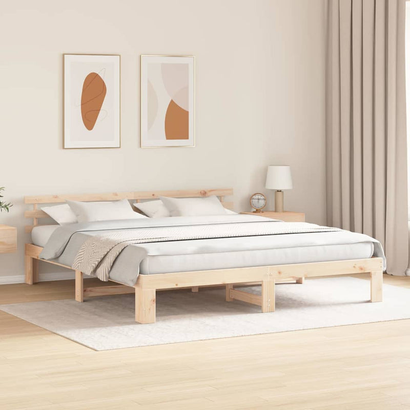 vidaXL Ágykeret fejtámlával Barna 180 x 200 cm Tömör fenyőfa