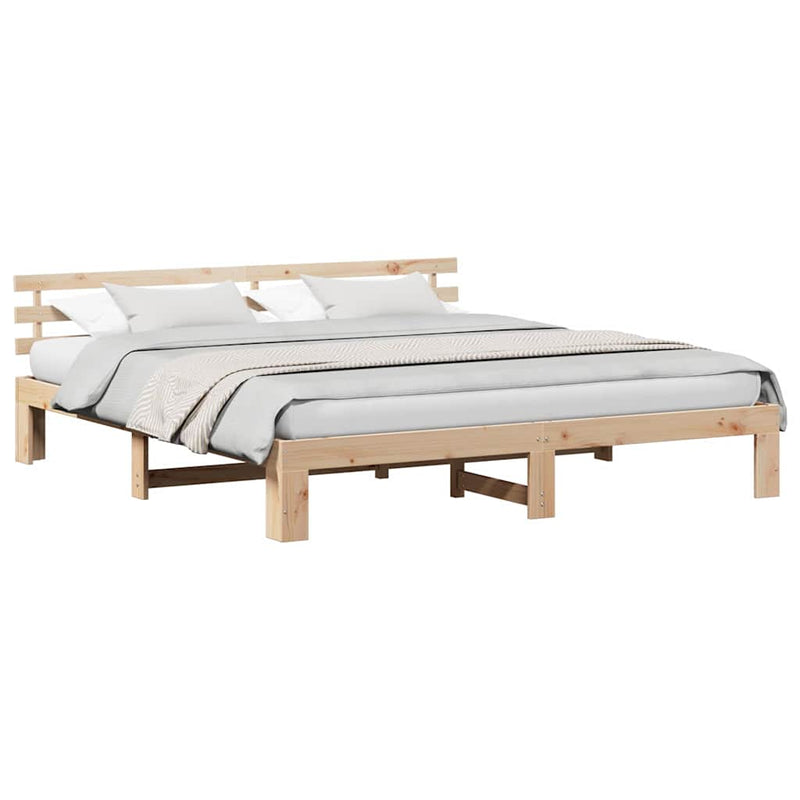 vidaXL Ágykeret fejtámlával Barna 180 x 200 cm Tömör fenyőfa