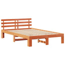 vidaXL Ágykeret fejtámlával Faggyú barna 140 x 190 cm Tömör fenyőfa