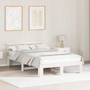 vidaXL Ágykeret fejtámlával Fehér 135 x 190 cm Tömör fenyőfa
