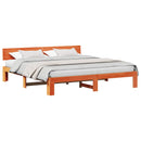 vidaXL Ágykeret fejtámlával Faggyú barna 200 x 200 cm Tömör fenyőfa