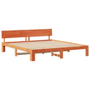 vidaXL Ágykeret fejtámlával Faggyú barna 200 x 200 cm Tömör fenyőfa