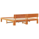 vidaXL Ágykeret fejtámlával Faggyú barna 200 x 200 cm Tömör fenyőfa