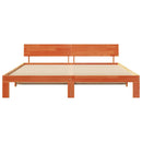 vidaXL Ágykeret fejtámlával Faggyú barna 200 x 200 cm Tömör fenyőfa