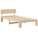 vidaXL Ágykeret fejtámlával Természetes 90 x 200 cm Tömör fenyőfa