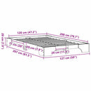 vidaXL Ágykeret Természetes 120 x 200 cm Tömör fenyőfa
