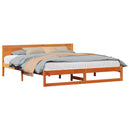 vidaXL Ágykeret fejtámlával Faggyú barna 200 x 200 cm Tömör fenyőfa