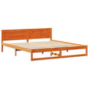 vidaXL Ágykeret fejtámlával Faggyú barna 200 x 200 cm Tömör fenyőfa