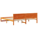 vidaXL Ágykeret fejtámlával Faggyú barna 200 x 200 cm Tömör fenyőfa