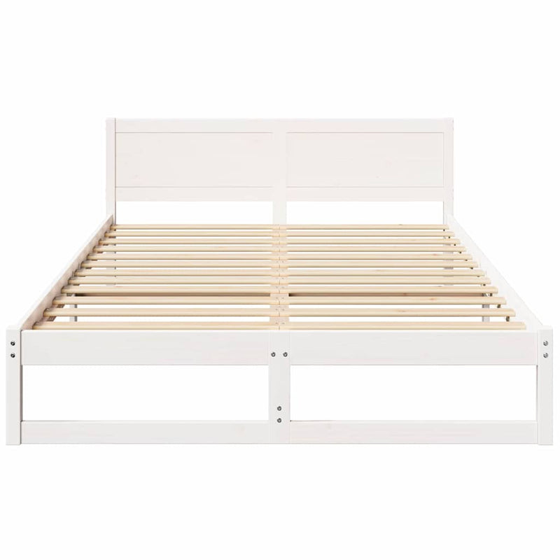 vidaXL Ágykeret fejtámlával Fehér 150 x 200 cm Tömör fenyőfa