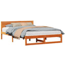 vidaXL Ágykeret fejtámlával Faggyú barna 150 x 200 cm Tömör fenyőfa