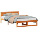 vidaXL Ágykeret fejtámlával Faggyú barna 140 x 190 cm Tömör fenyőfa
