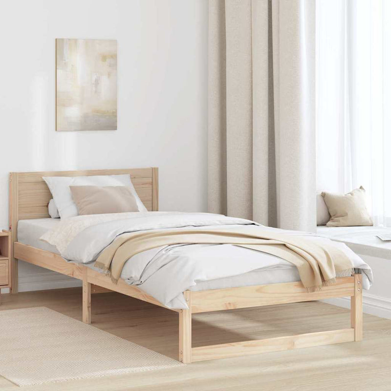 vidaXL Ágykeret fejtámlával Barna 90 x 190 cm Tömör fenyőfa